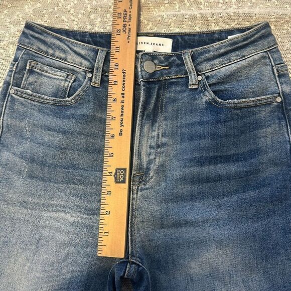 RISEN Shadow Hem High Rise Distressed Straight Leg Jeans 9 29 - Picture 13 of 15